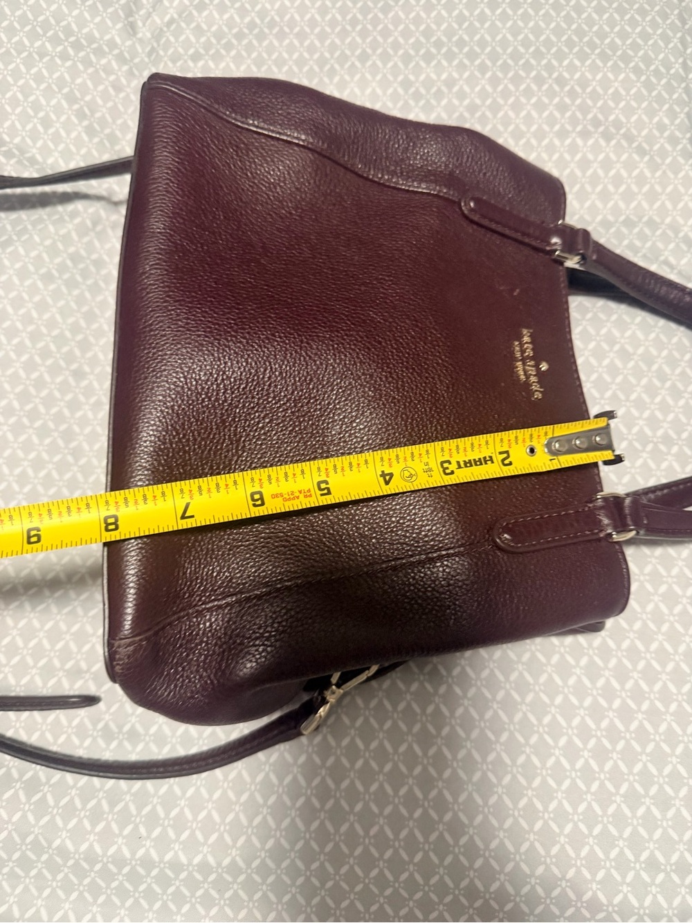 kate spade Deep Burgundy Pebbled Crossbody Leather Satchel with Top Handles - Picture 6 of 13